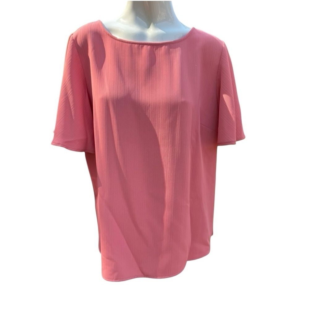Liz Clairborne Short Sleeve Pink Blouse Size L Flutter Sleeves